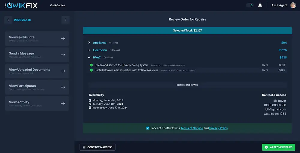 Image conveying Real estate transactions involve numerous moving parts, and efficiency is key to success. TheQwikFix is designed to simplify and expedite these transactions for agents and their clients.
